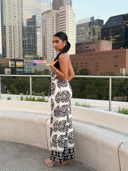 Halter Backless Tie Front Waisted Jumpsuit