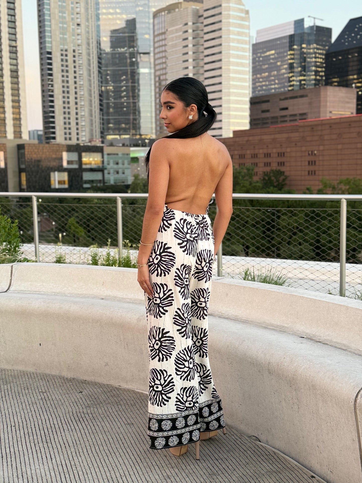 Halter Backless Tie Front Waisted Jumpsuit