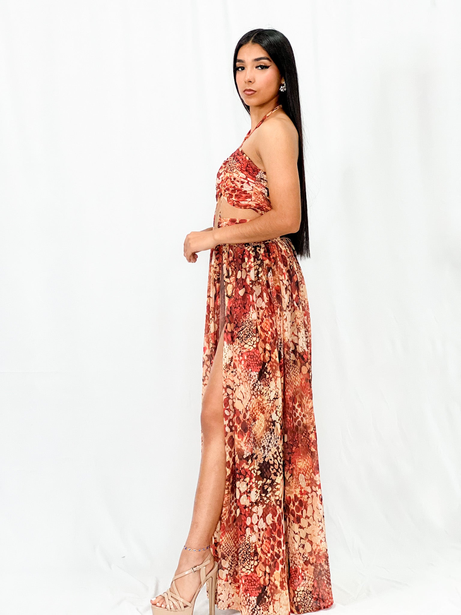 Cut Out Bustier Maxi Dress Open Leg Skirt Brenda's Fashion Boutique Cut Out Bustier Maxi Dress Open Leg Skirt Brenda's Fashion Boutique