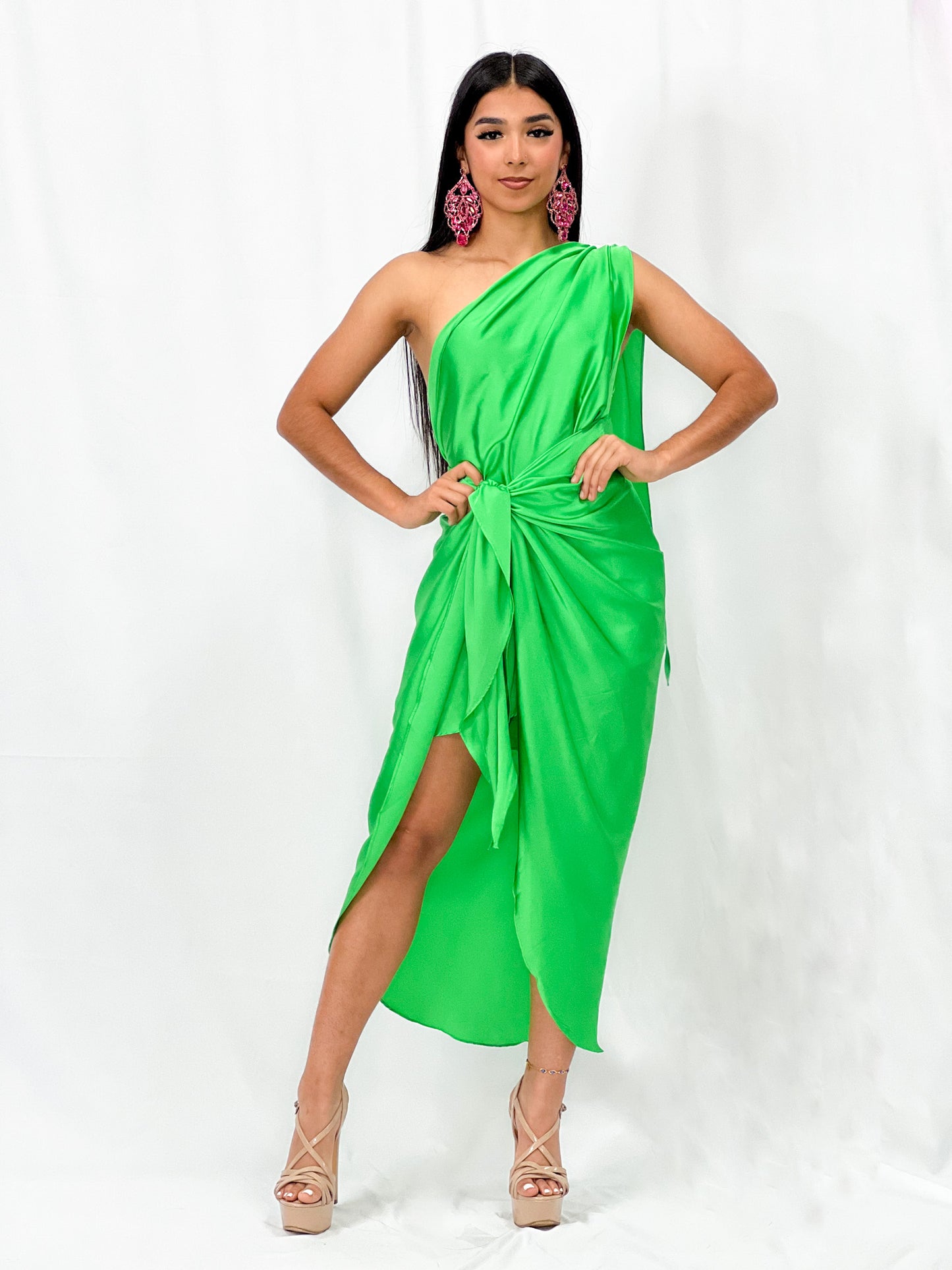 Green Satin Dress