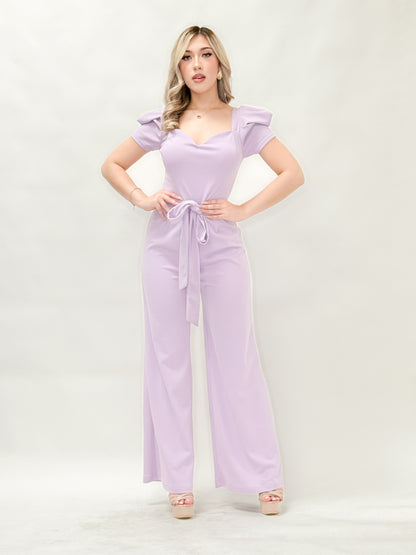 Puff Short Sleeve Belted Jumpsuit