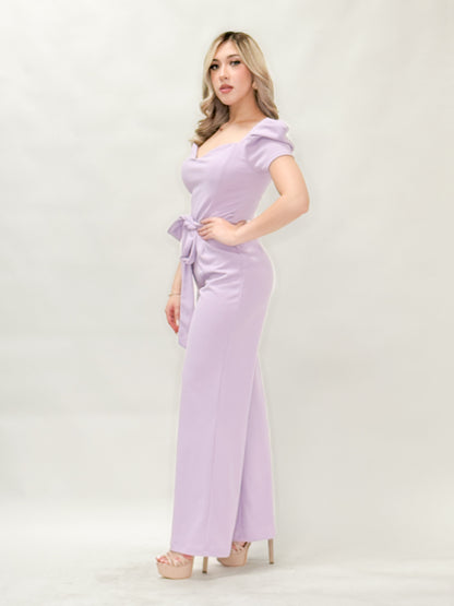 Puff Short Sleeve Belted Jumpsuit