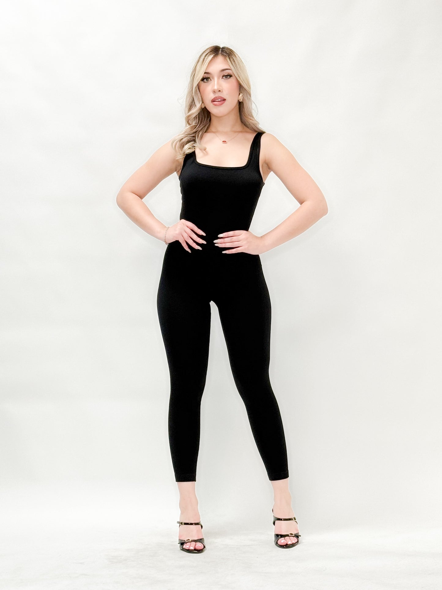 Seamless Ribbed square Tank Jumpsuit