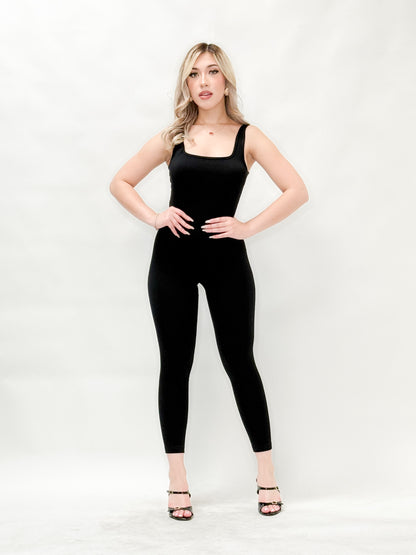 Seamless Ribbed square Tank Jumpsuit
