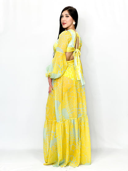 Printed Yellow Long Dress