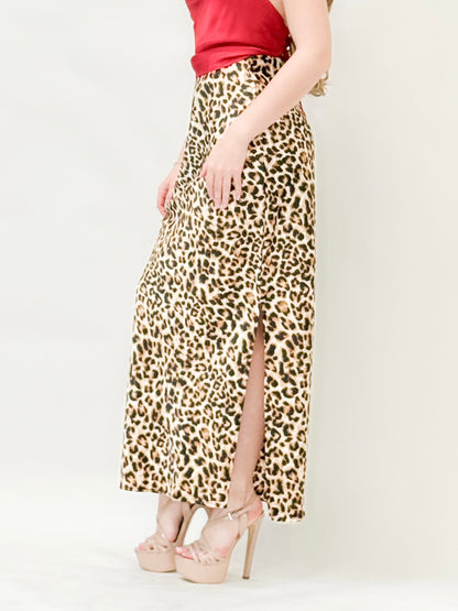 Satin High-Slit Maxi Skirt
