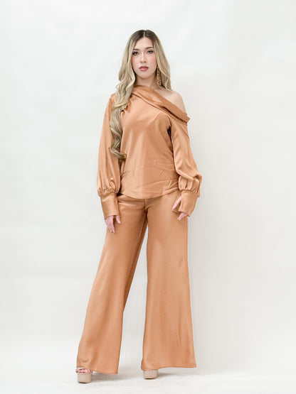 One Shoulder Satin Top