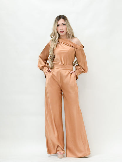 One Shoulder Satin Top
