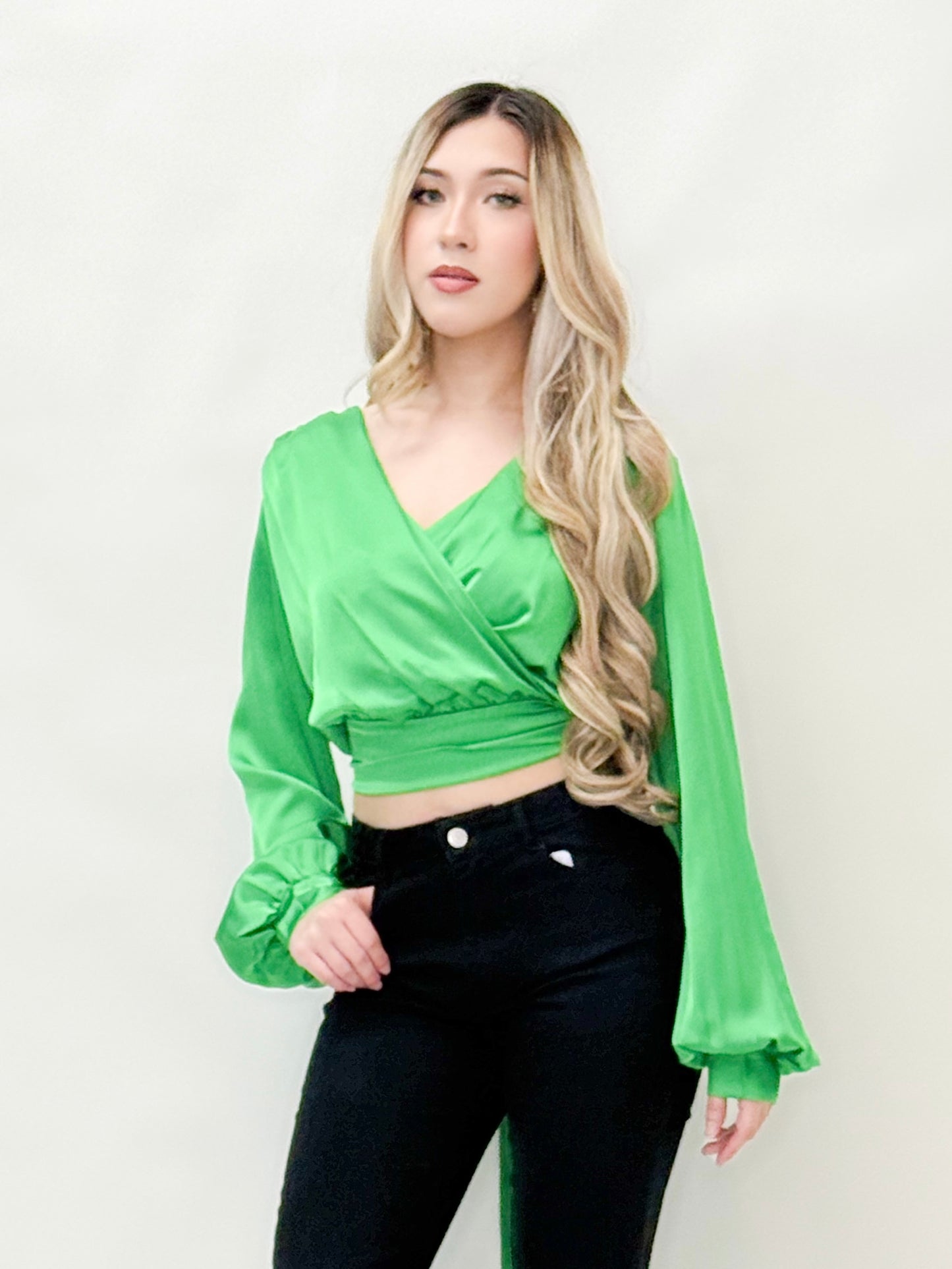 Satin Wrap Crop Top