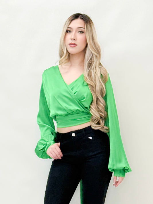 Satin Wrap Crop Top