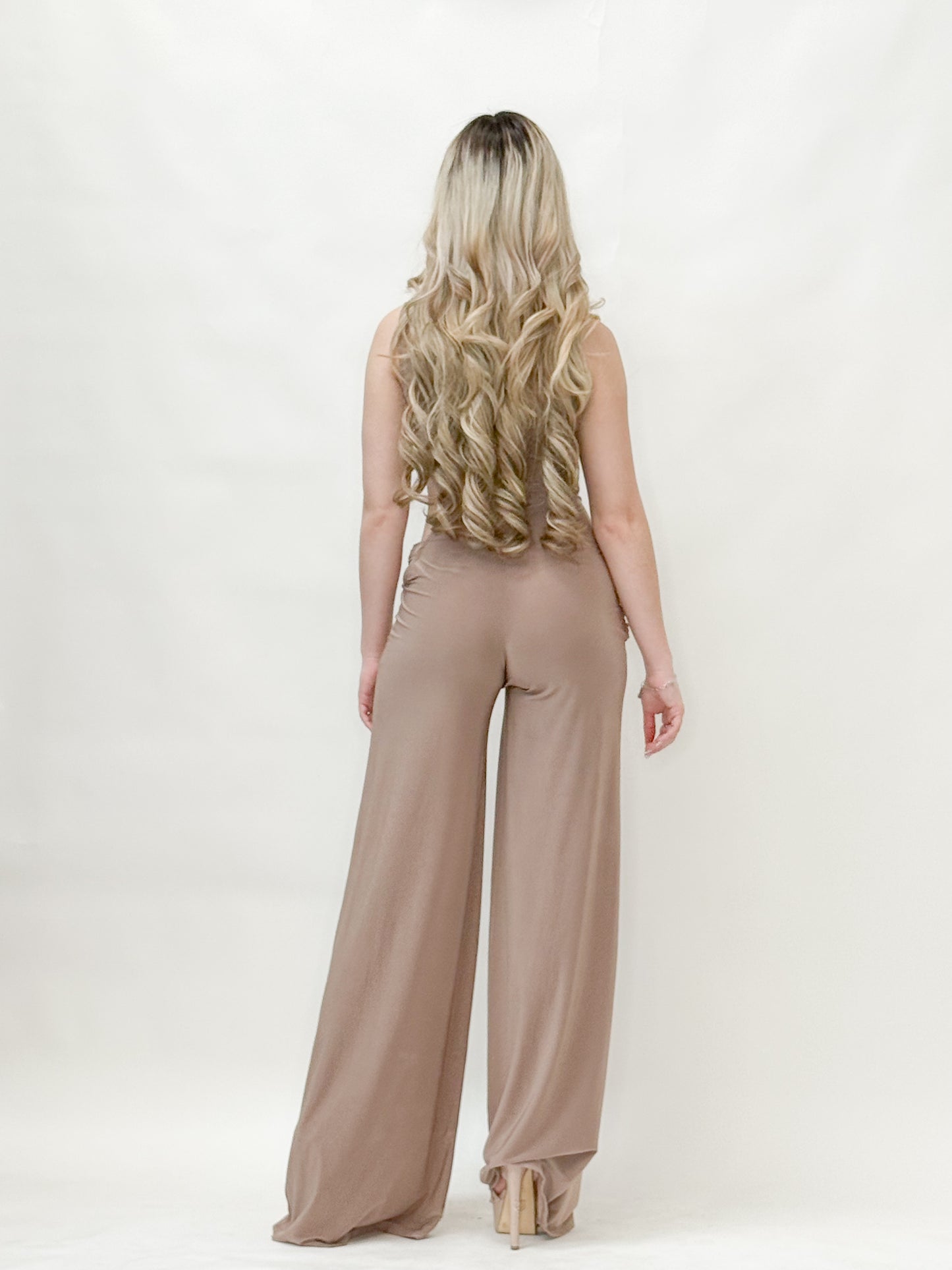 One-Shoulder Cutout Wide-Leg Jumpsuit