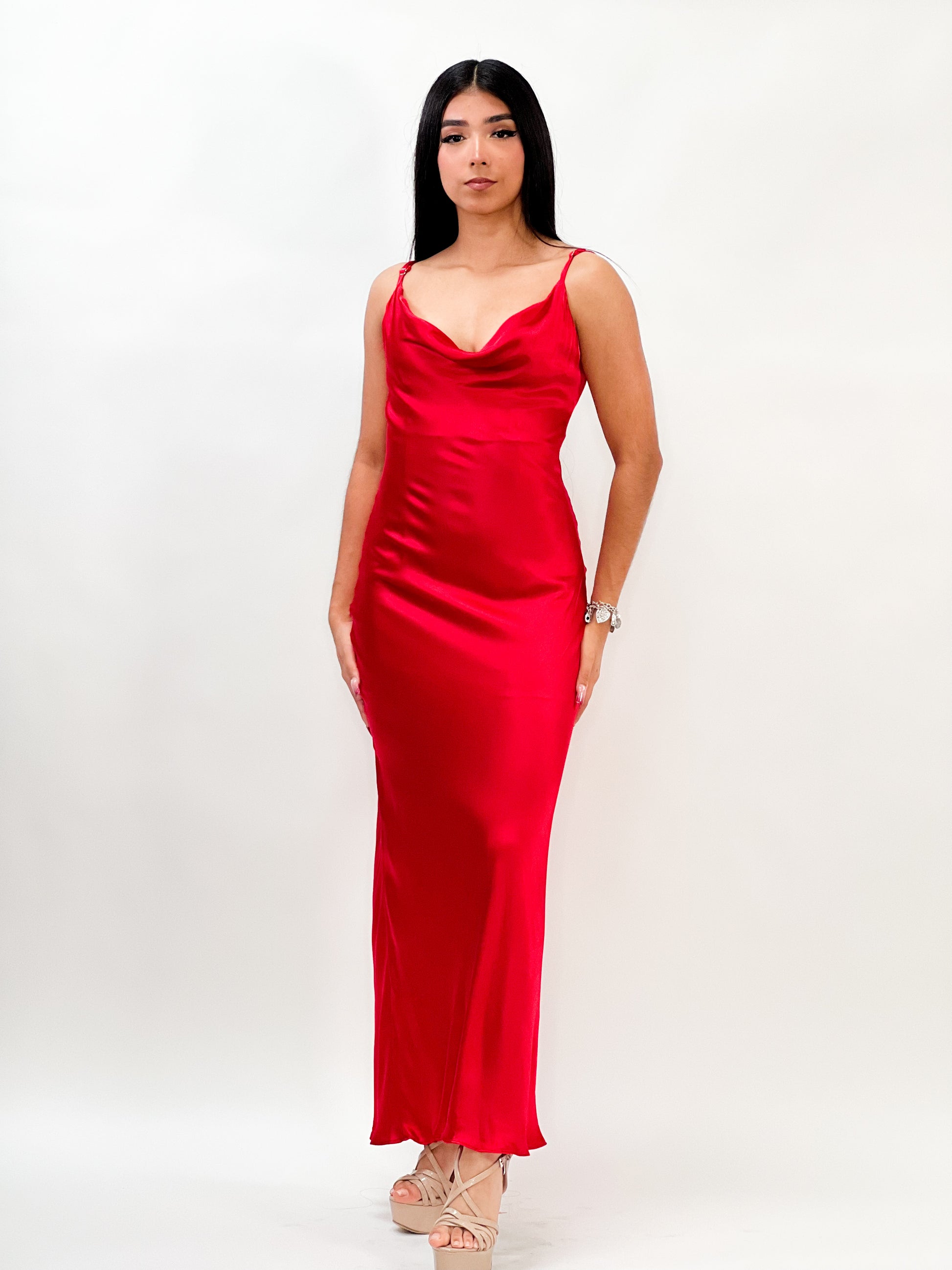 cowl neck slip dress maxi Pink Satin Slip Maxi Dress