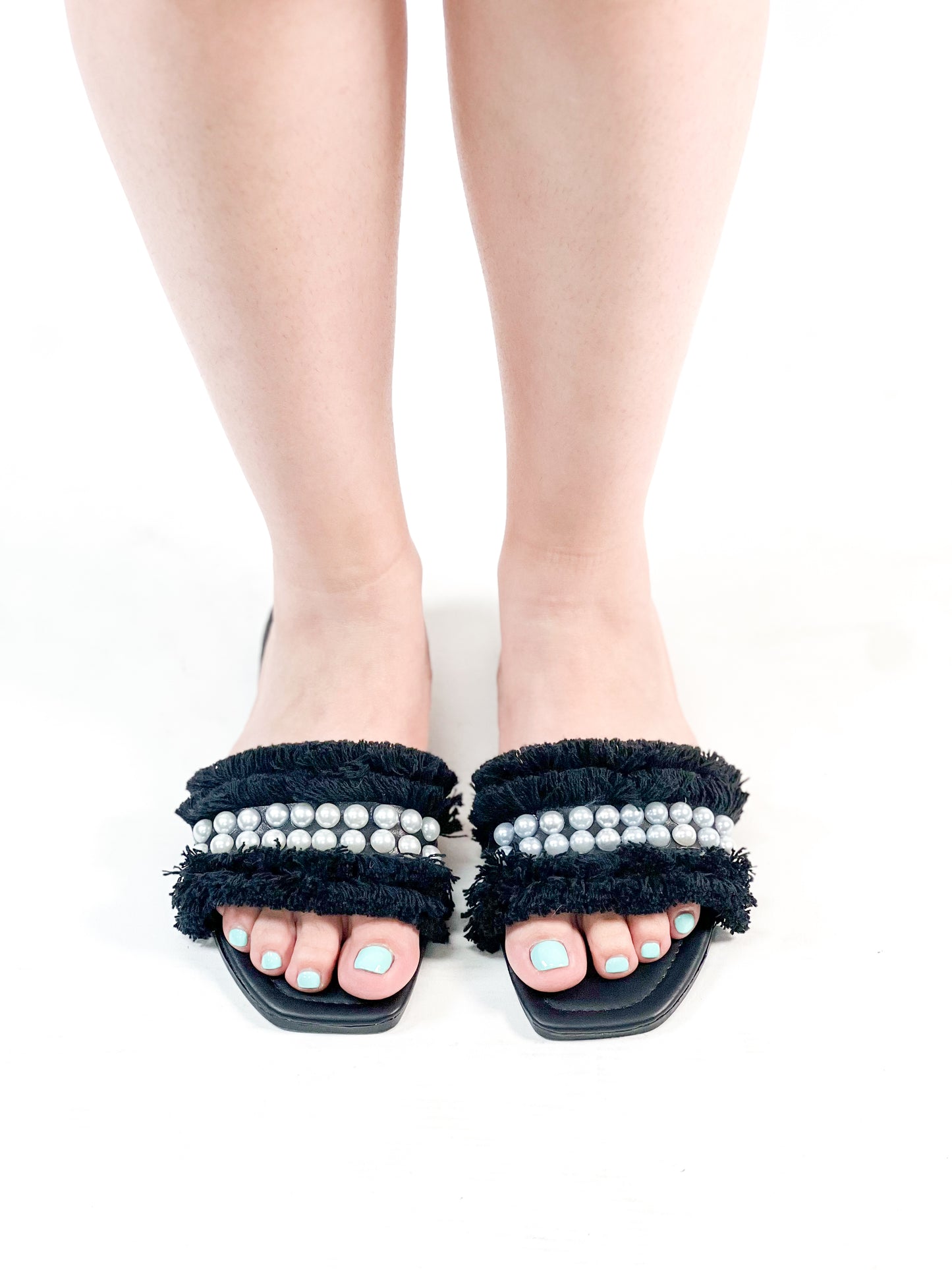 Pearl Tassel Flat Sandals