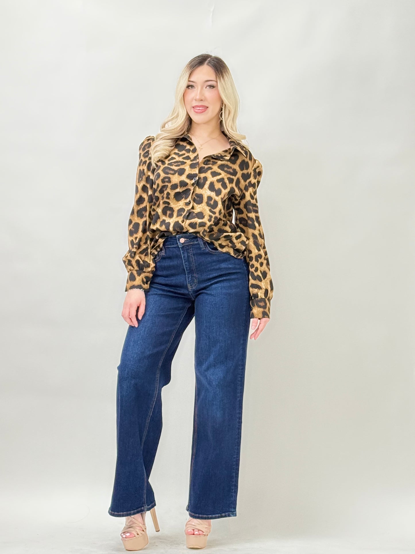 Leopard Button Down Top