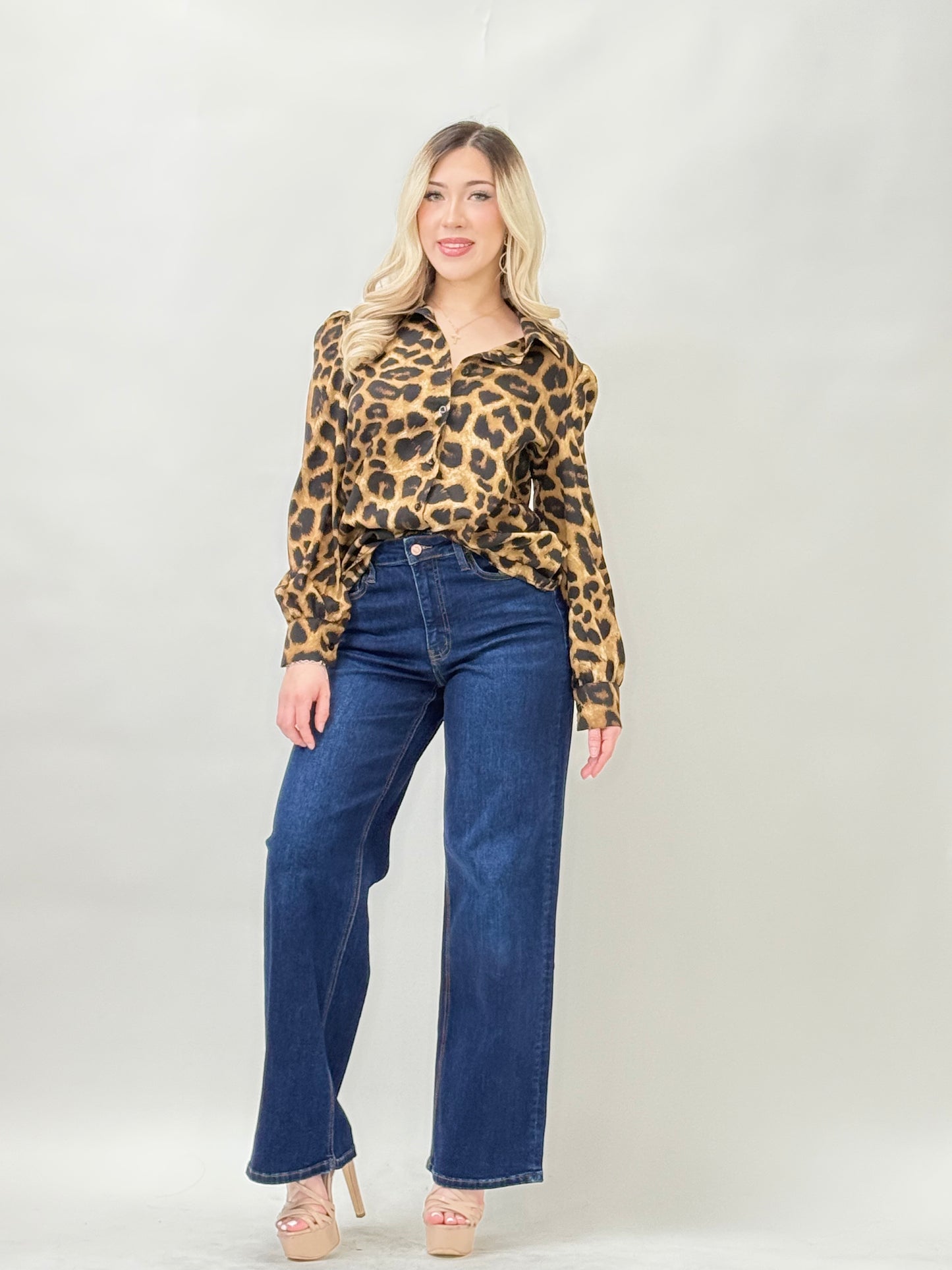 Leopard Button Down Top