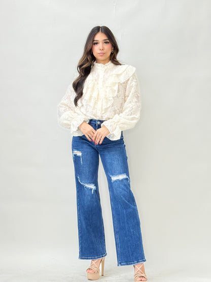 Beige Long Sleeve Blouse