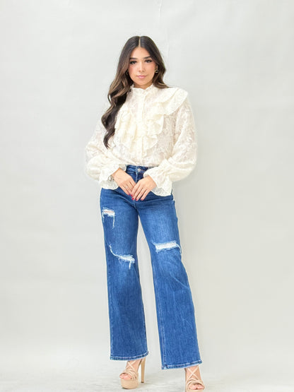 Beige Long Sleeve Blouse