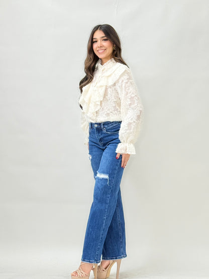 Beige Long Sleeve Blouse