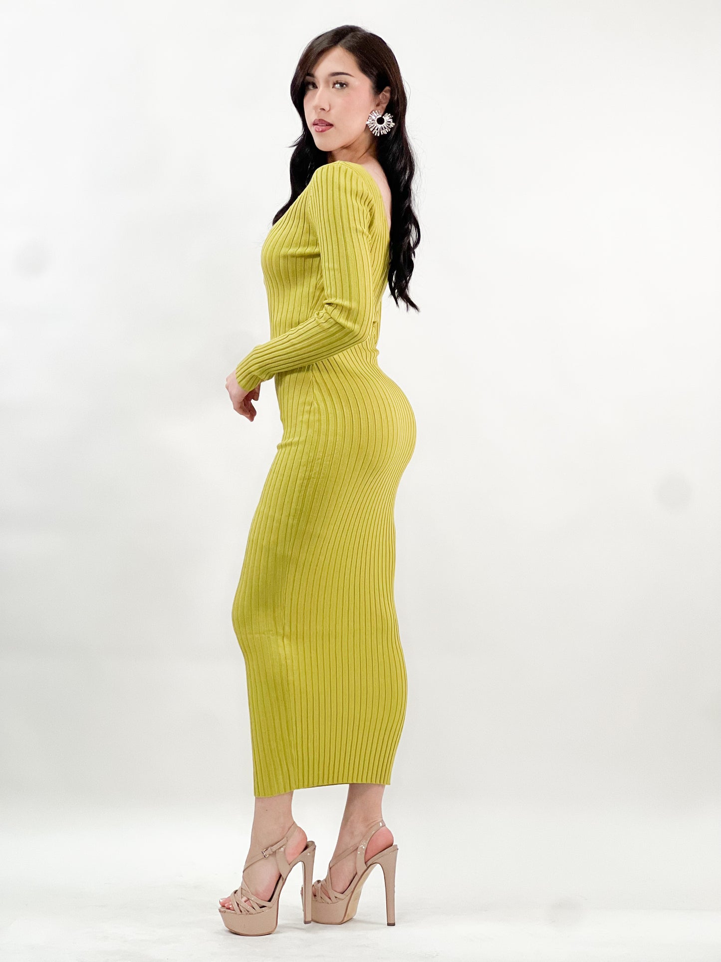 Ribbed maxi dress long sleeve