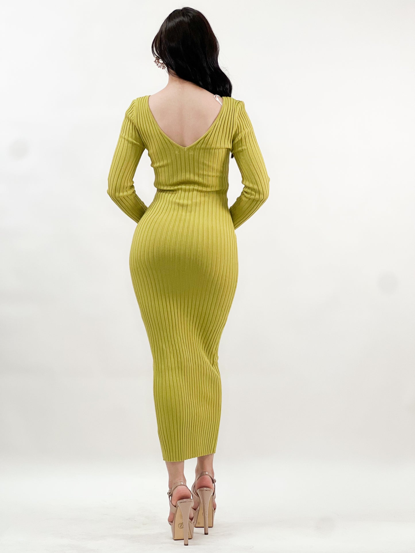 Ribbed maxi dress long sleeve