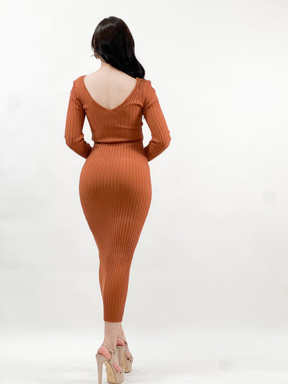 Ribbed maxi dress long sleeve