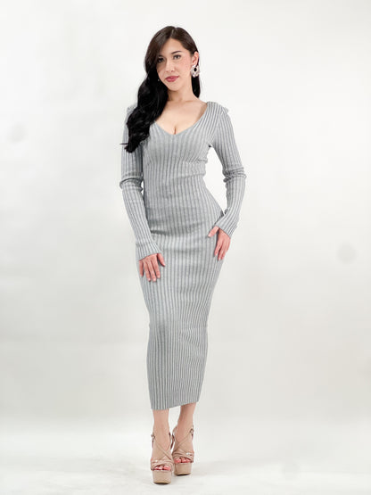 Ribbed maxi dress long sleeve