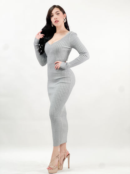 Ribbed maxi dress long sleeve