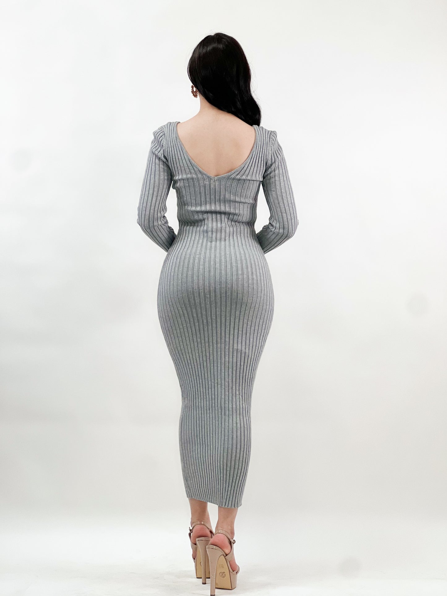 Ribbed maxi dress long sleeve