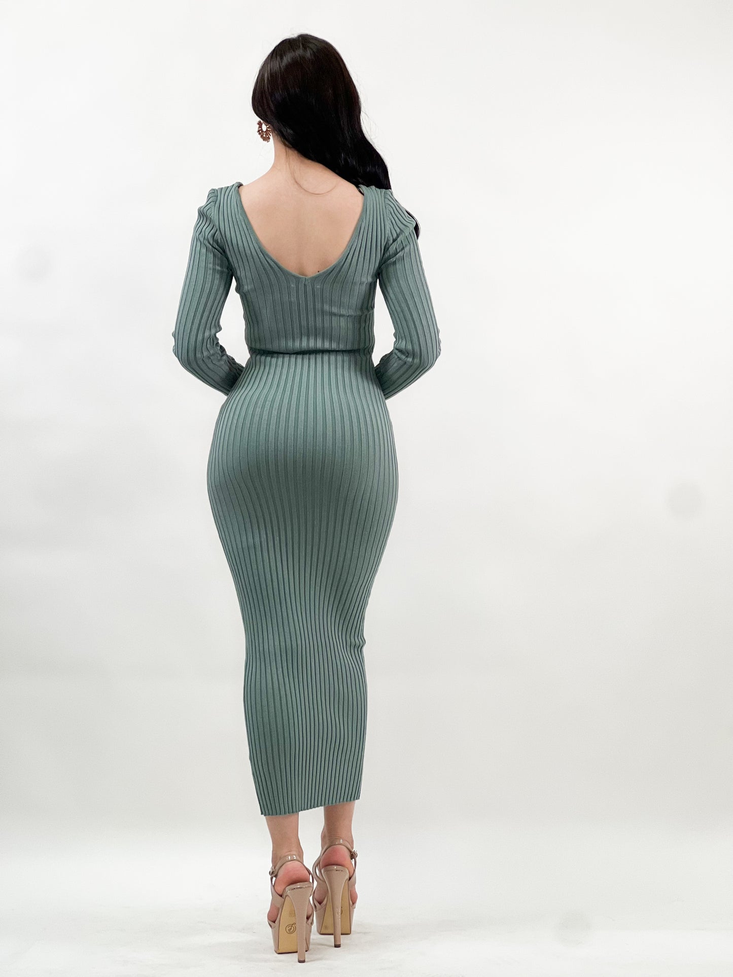 Ribbed maxi dress long sleeve