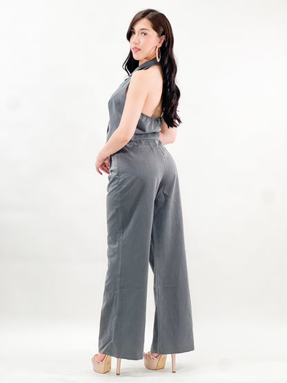 Halter Vest Top And High Waisted Long Pants Set