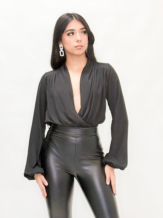 Body Solid Chiffon Surplice bodysuit