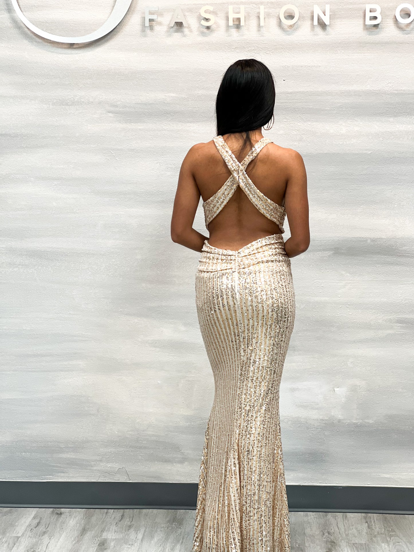 Sequin Maxi Dress Gold