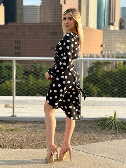 Midnight Polka Dot Wrap Dress