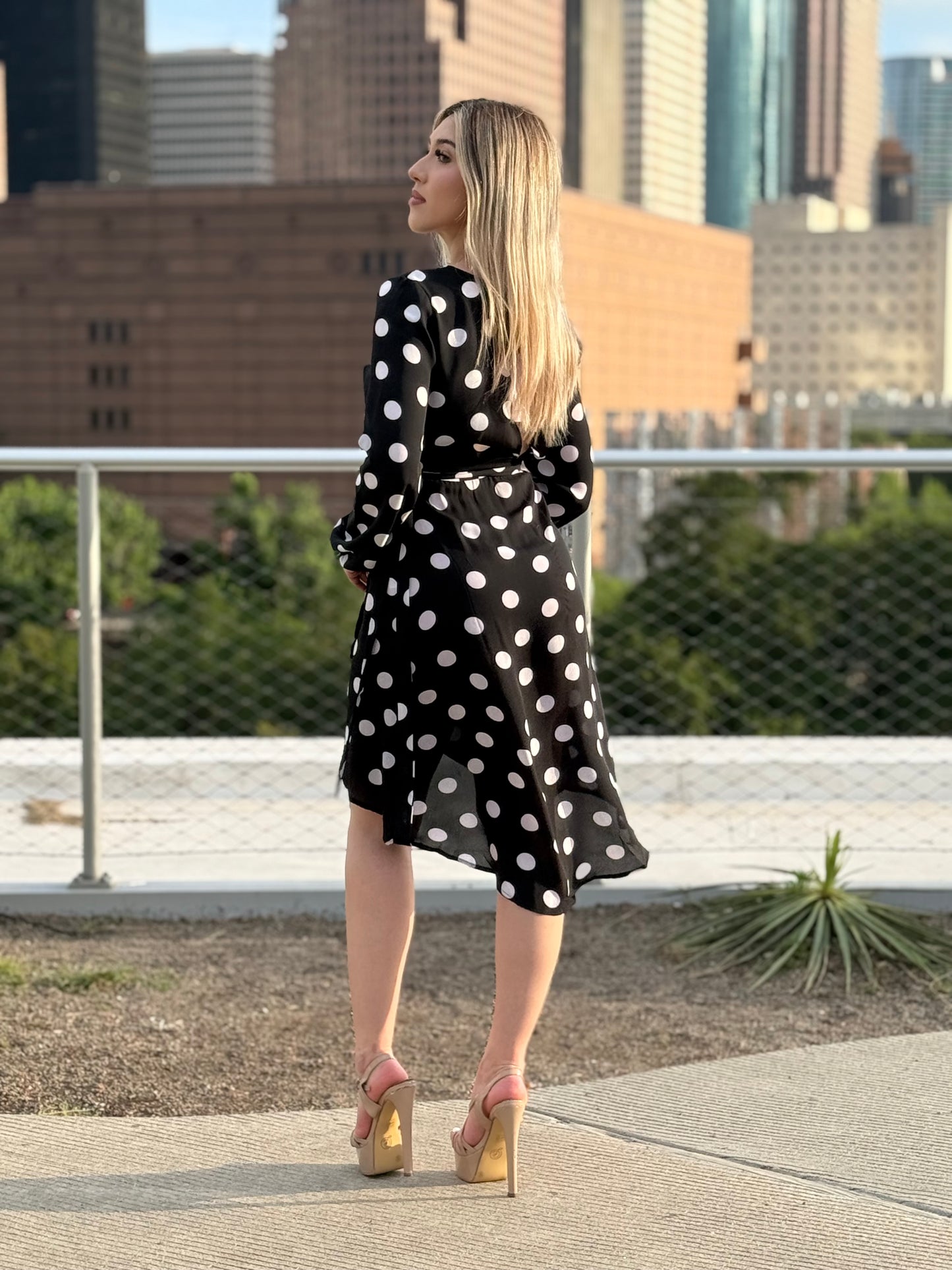 Midnight Polka Dot Wrap Dress