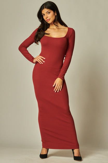 Ribbed Kint Long Sleeve Dress