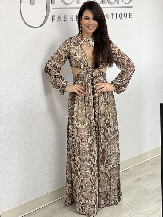 Long Sleeve Open Side Maxi Dress