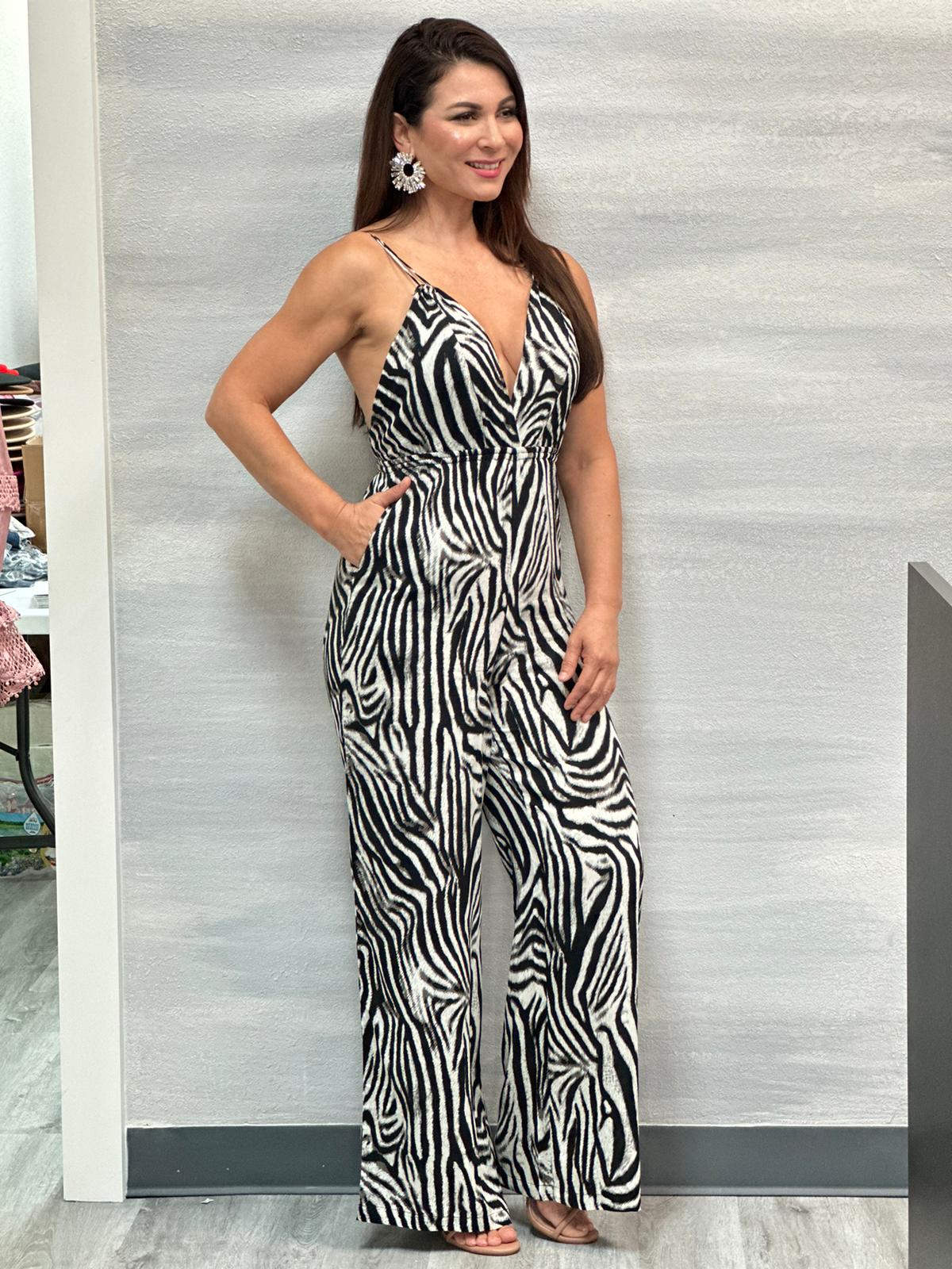 Zebra Print Jumpsuit