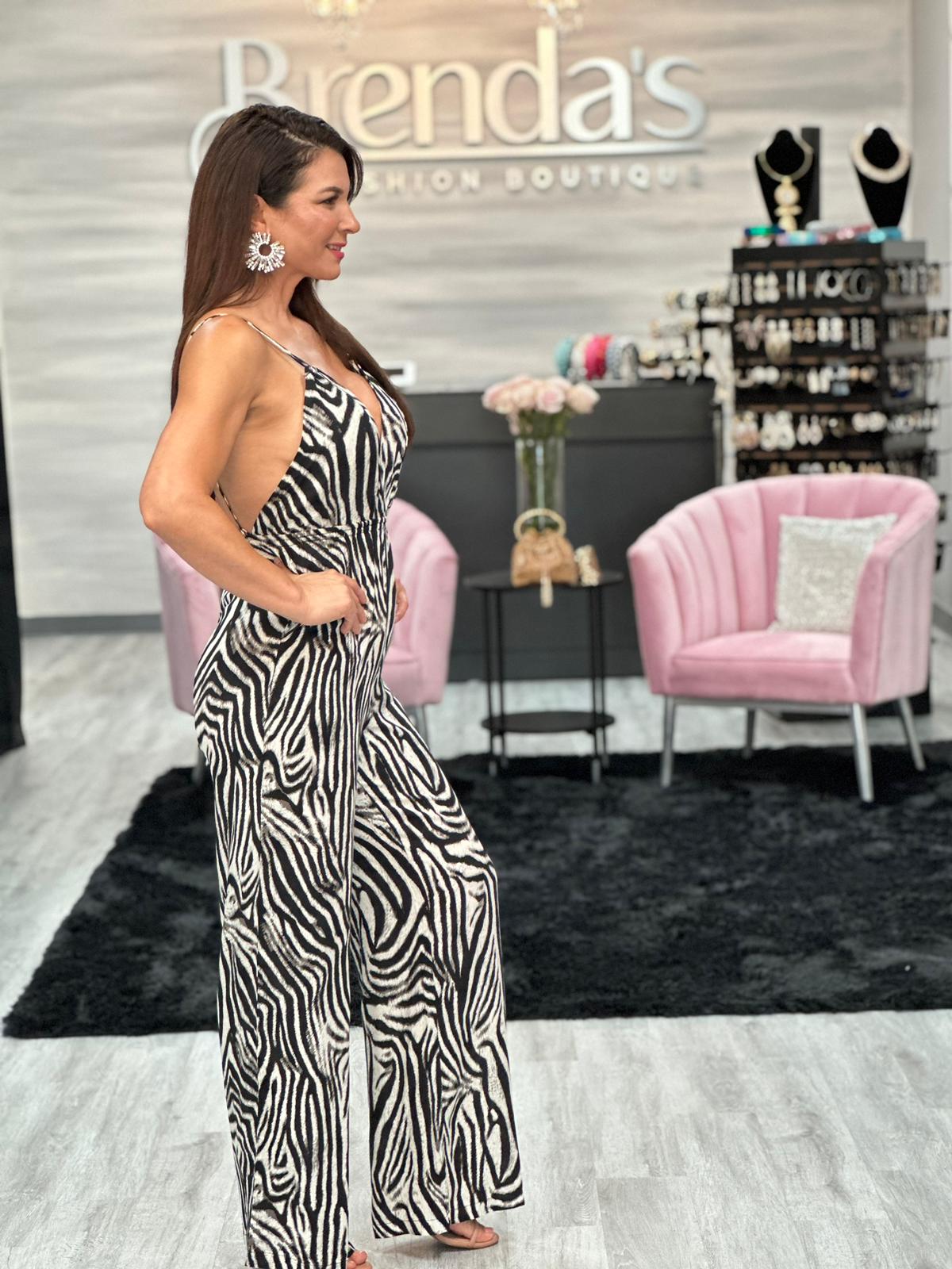 Zebra Print Jumpsuit