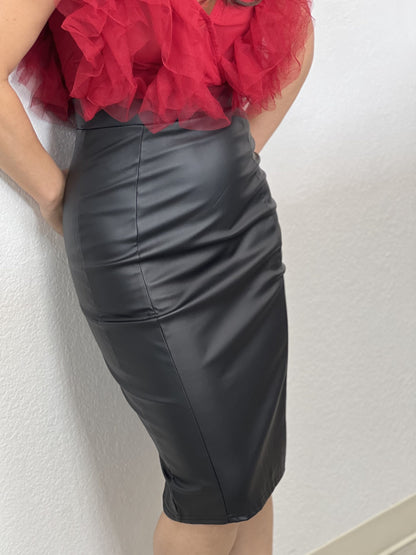 Imitation Leather Skirt