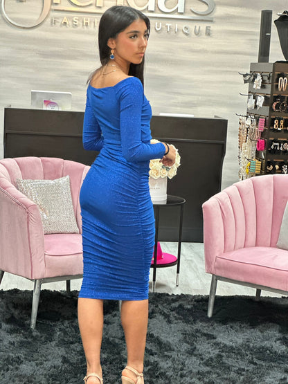 Long Sleeve V-Neck Midi Dress