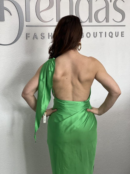 Green Satin Dress