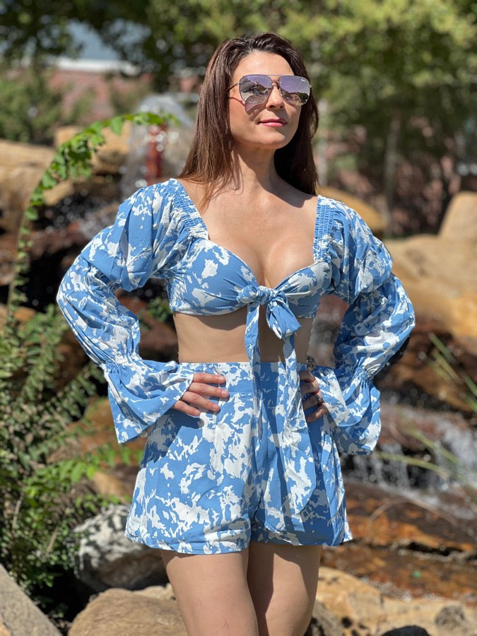 Floral Matching Set Top And Shorts